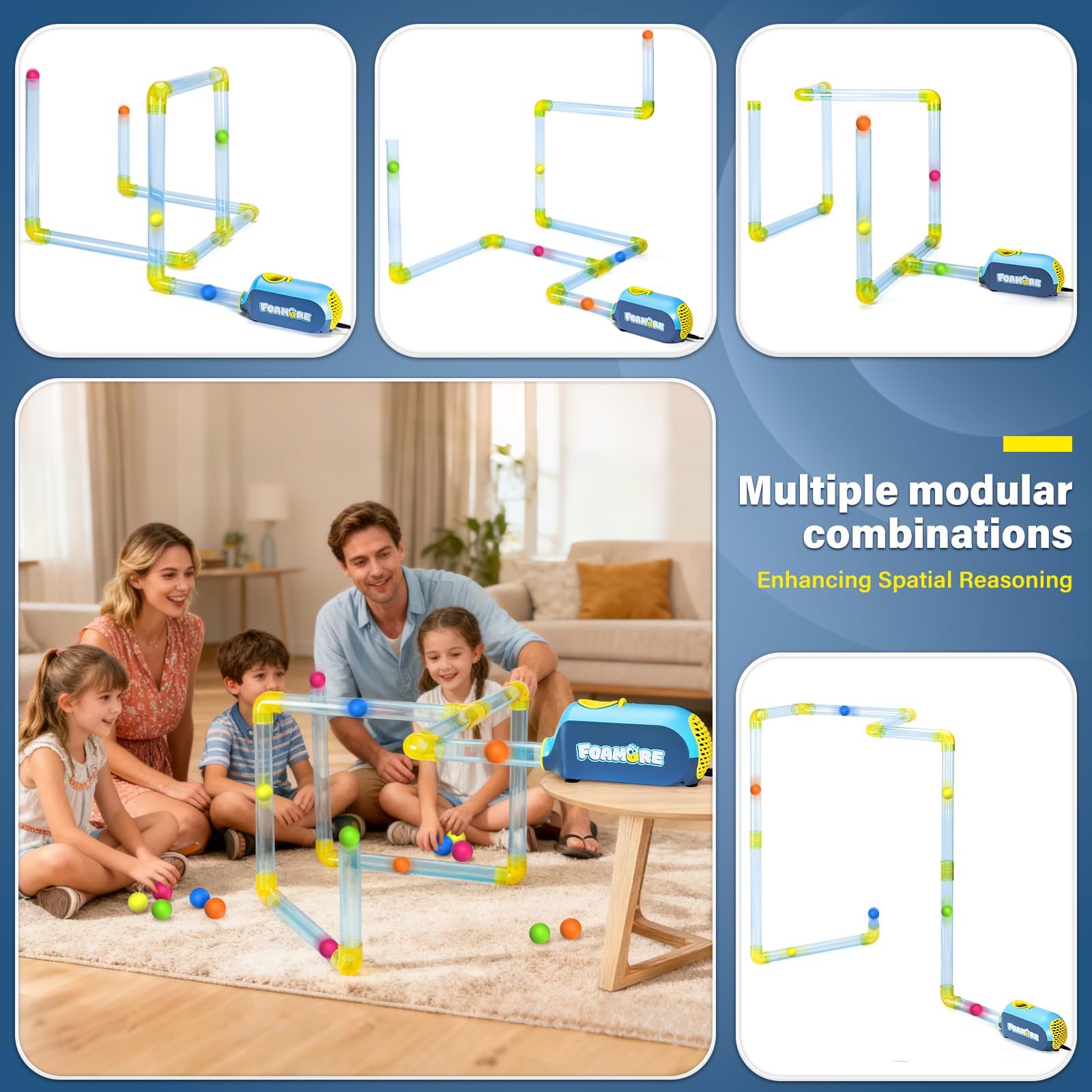 Foamore Airflow Toy modular-tubes enables endless pathway experiments for problem solving