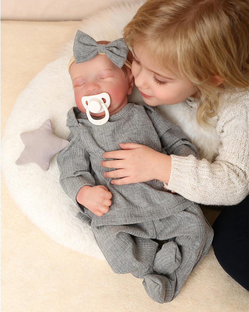 FOCKOF Realistic Reborn Baby Doll 18inch clothes and accessories included for ready playtime.