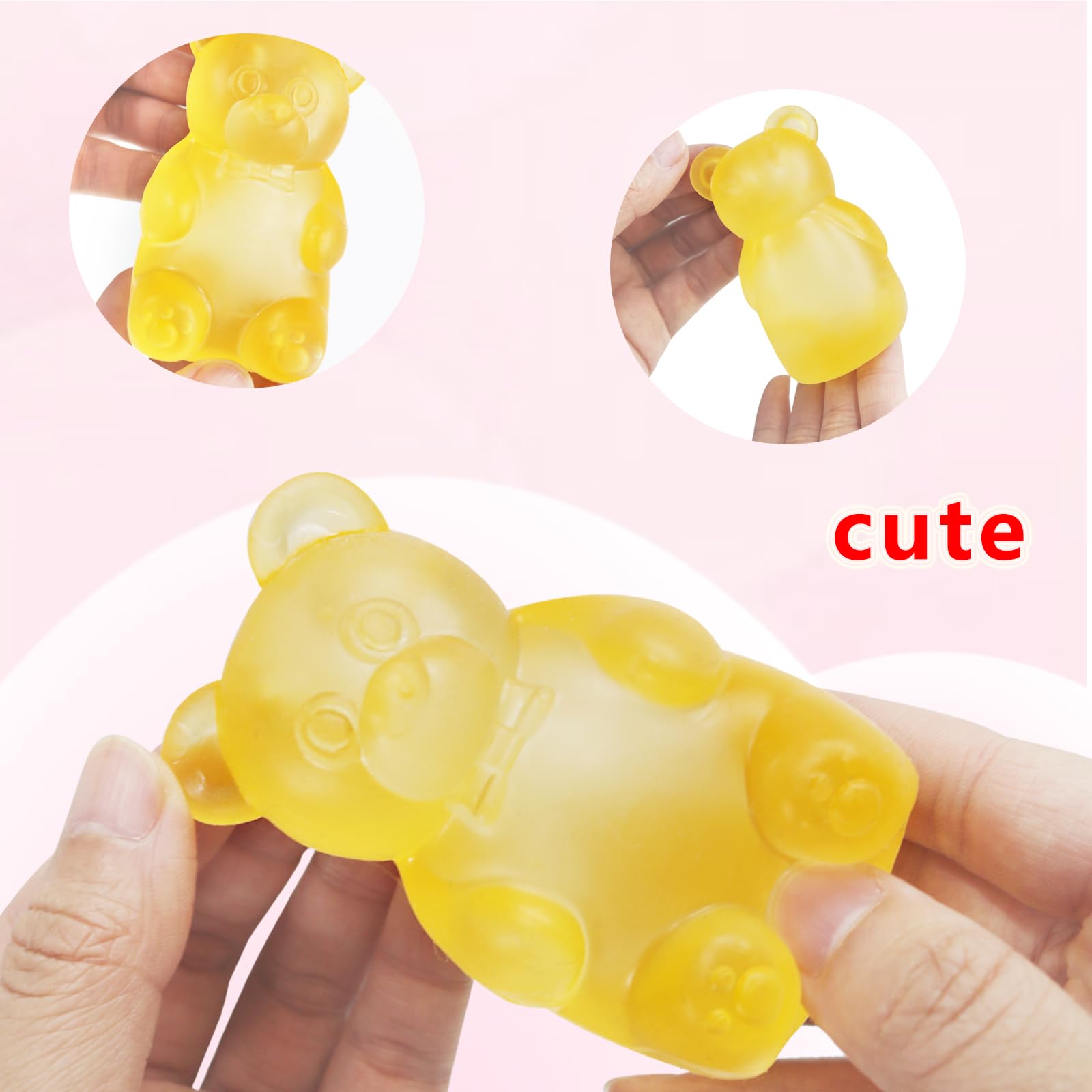 FOCone gummy bear stress toy in blue, soft squeeze for hand strengthening and stress release.