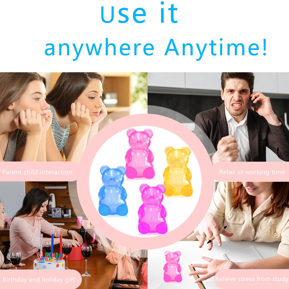 FOCone gummy bear stress toy in purple, durable gel-like material for repeated squeezes.
