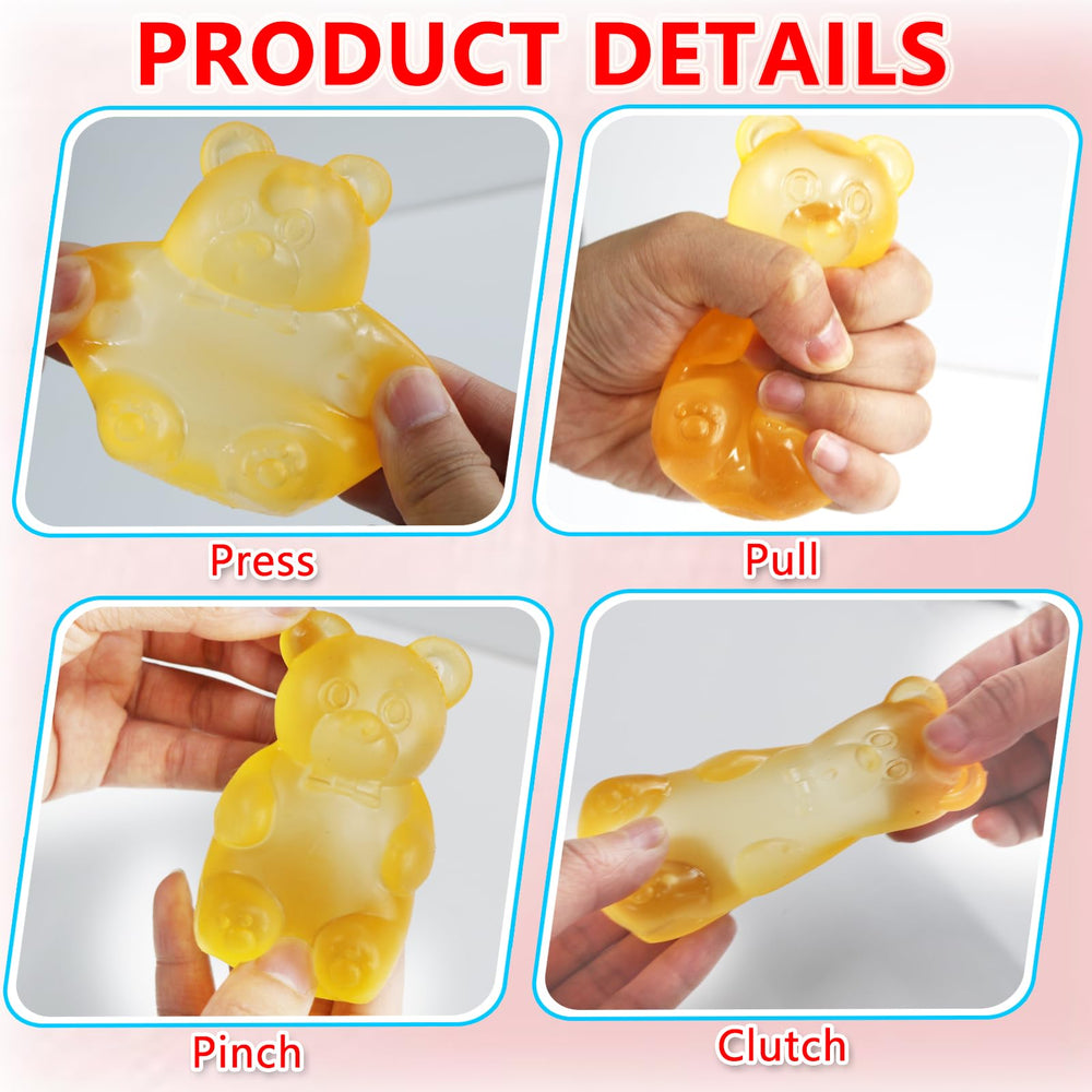 FOCone gummy bear stress toy in red, versatile squishy for play and relaxation during tasks.