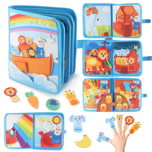 FoenixArte Noah's Ark Busy Book cover showing bright colors for toddler learning on the go