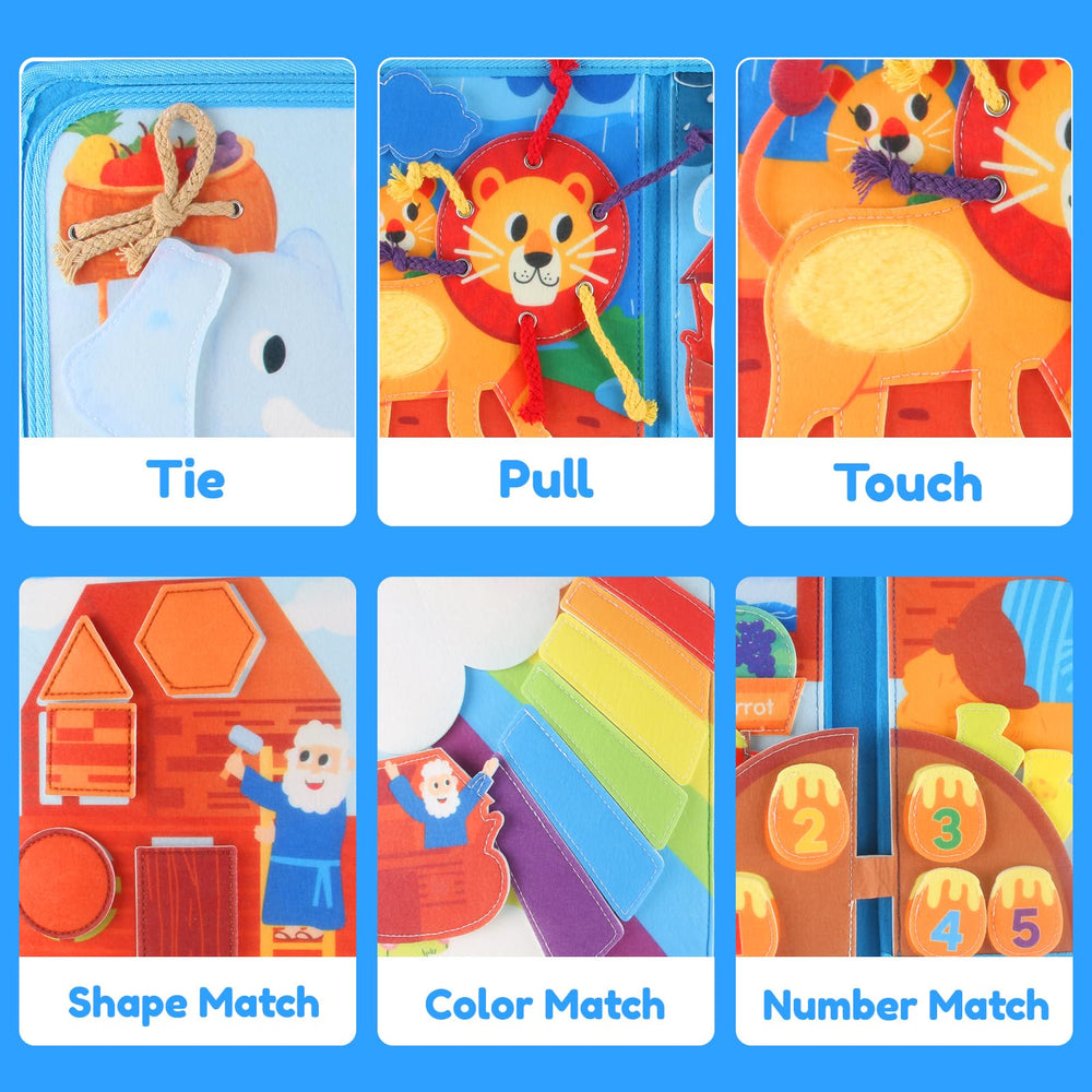 FoenixArte Noah's Ark Busy Book soft felt material for safe toddler learning