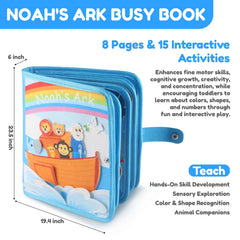FoenixArte Noah's Ark Busy Book velcro fastening page to boost hand-eye coordination