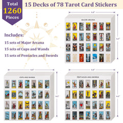 Fofeadm tarot stickers grid close-up highlights vibrant card details for creative layouts