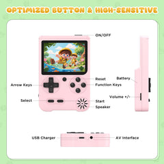 Fogud handheld game console built-in 1200mAh battery extends playtime.