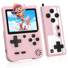 Fogud handheld game console front view in pink for travel-ready retro gaming.
