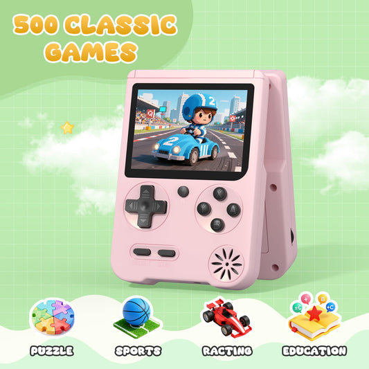 Fogud handheld game console side with buttons for ergonomic kid-friendly play.