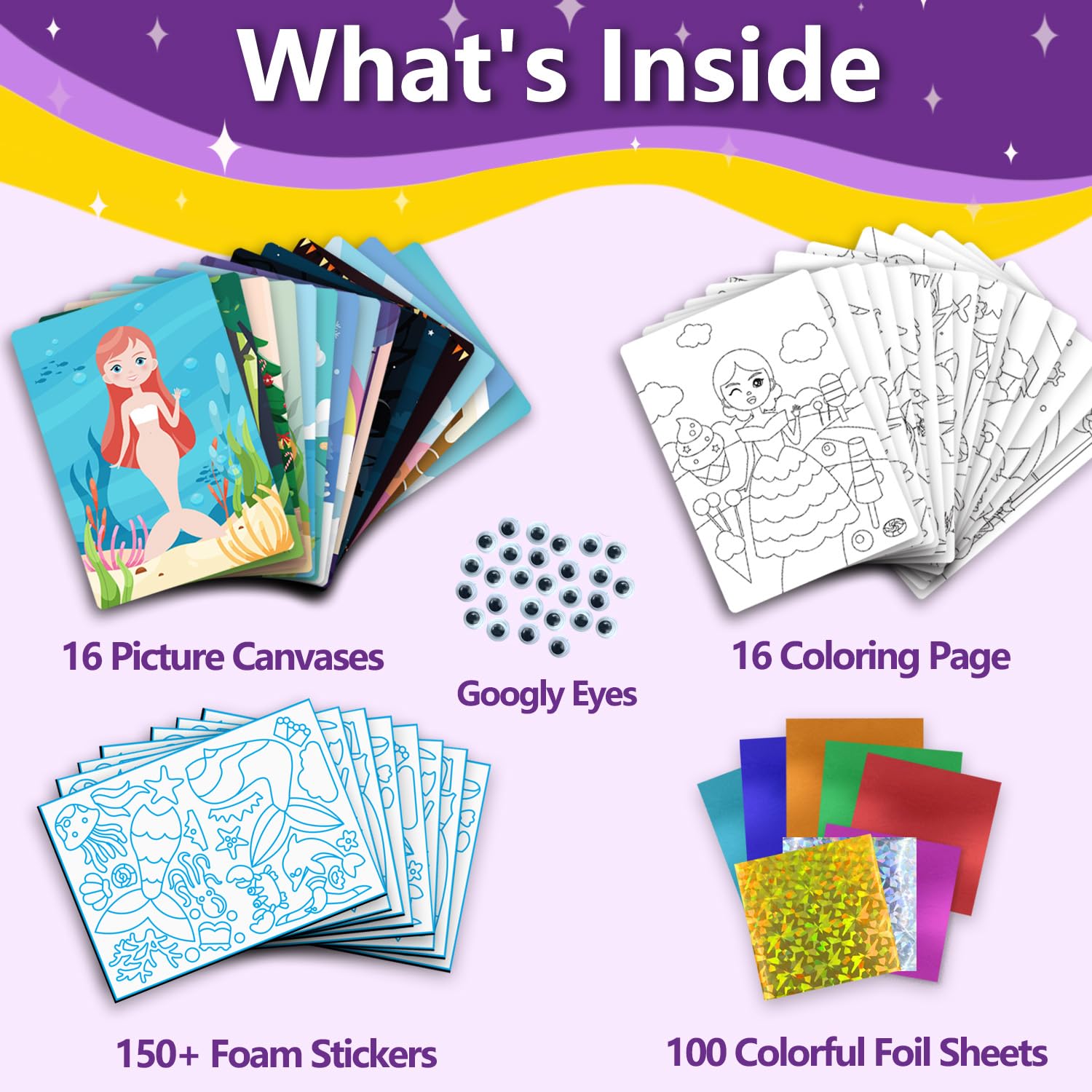 FoilColoring googly eyes add character to crafts.