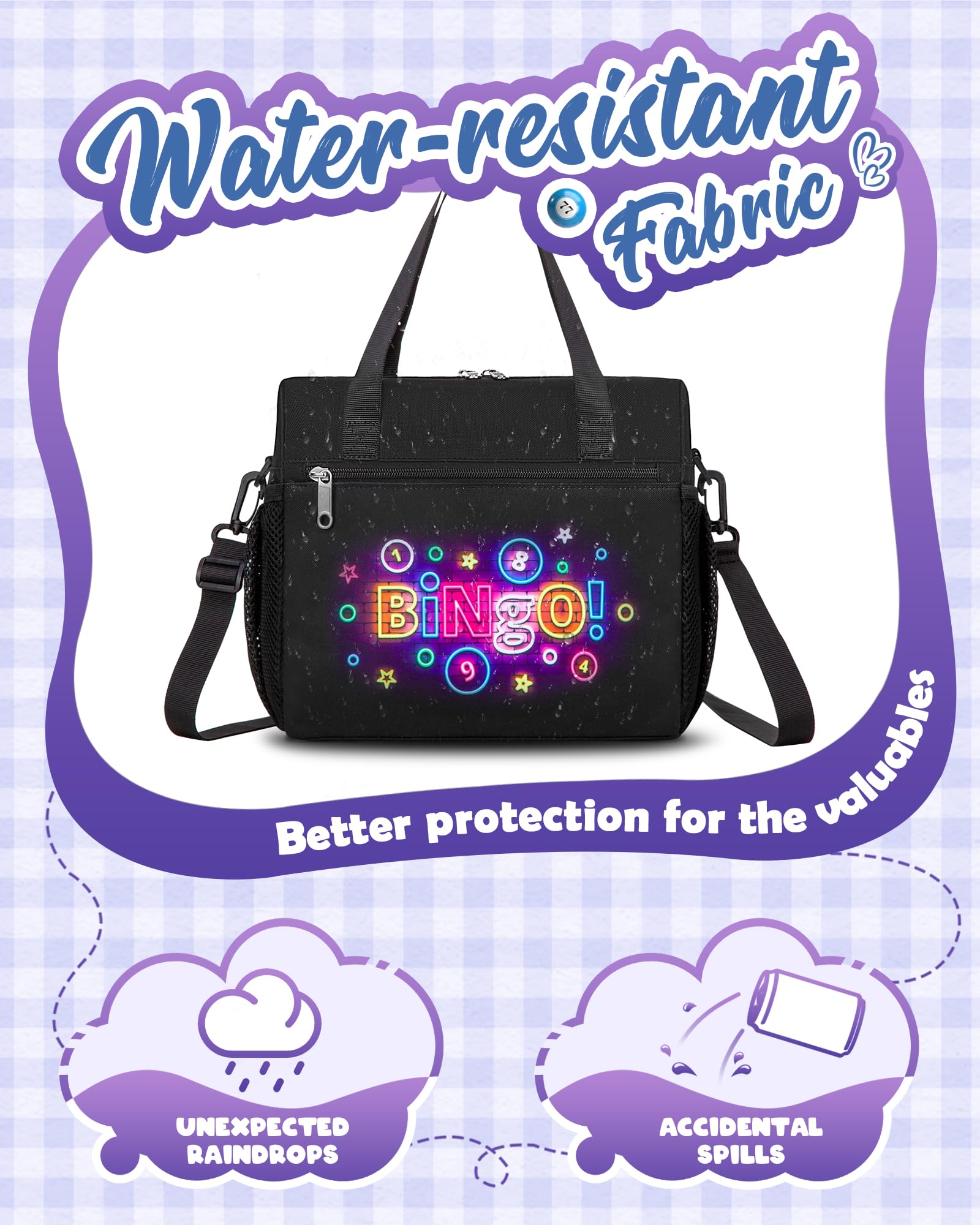 FOKDUVB Bingo Bag adjustable strap offers handheld to crossbody carrying versatility.
