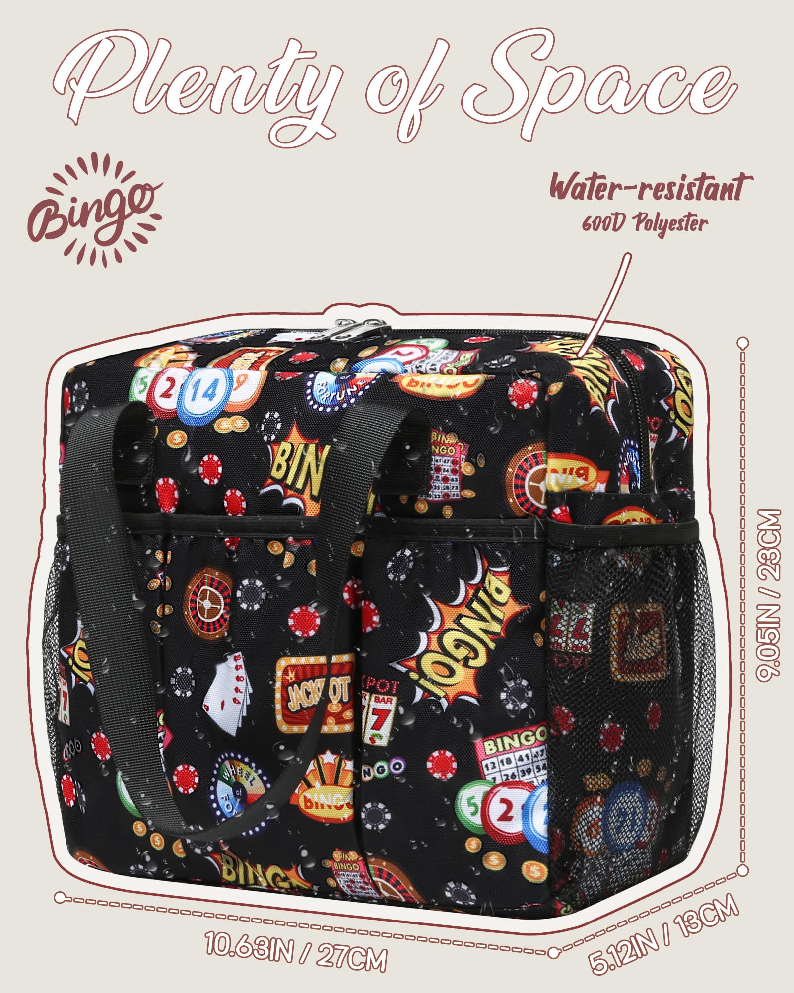 FOKDUVB bingo bag sturdy zippers and padded sides support everyday use.