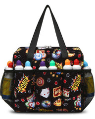 FOKDUVB bingo bag exterior with elastic pockets for easy organization during play.