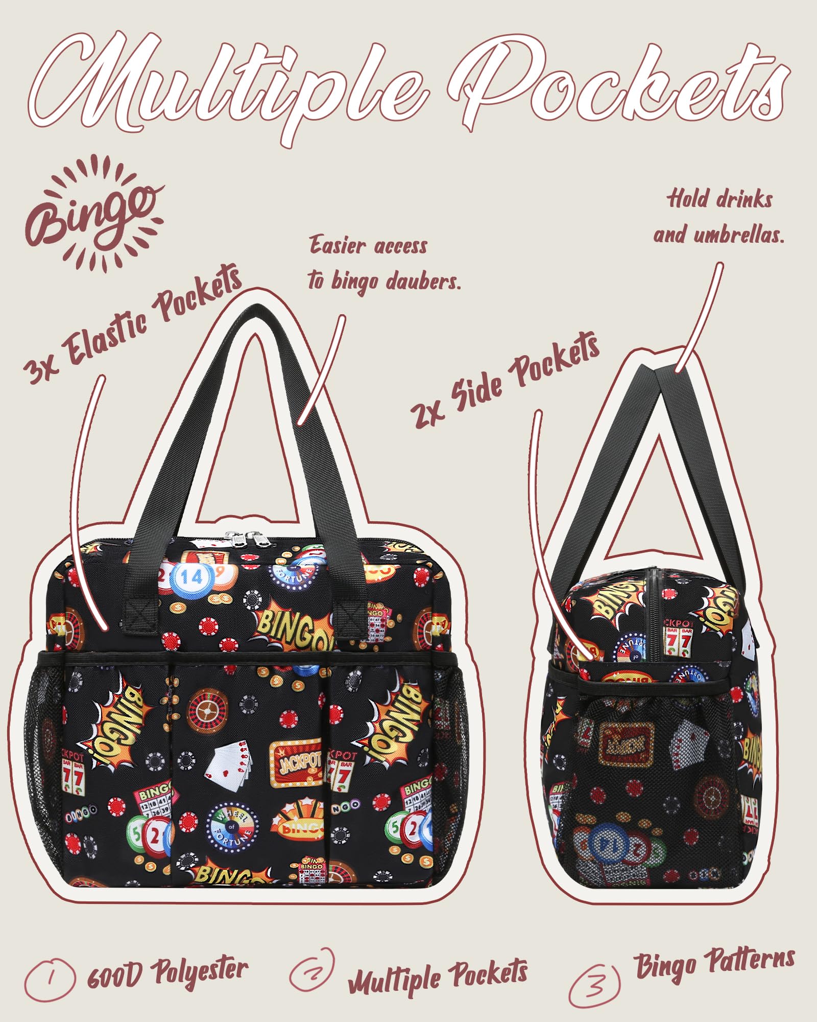 FOKDUVB bingo bag water-resistant fabric protects items from spills.