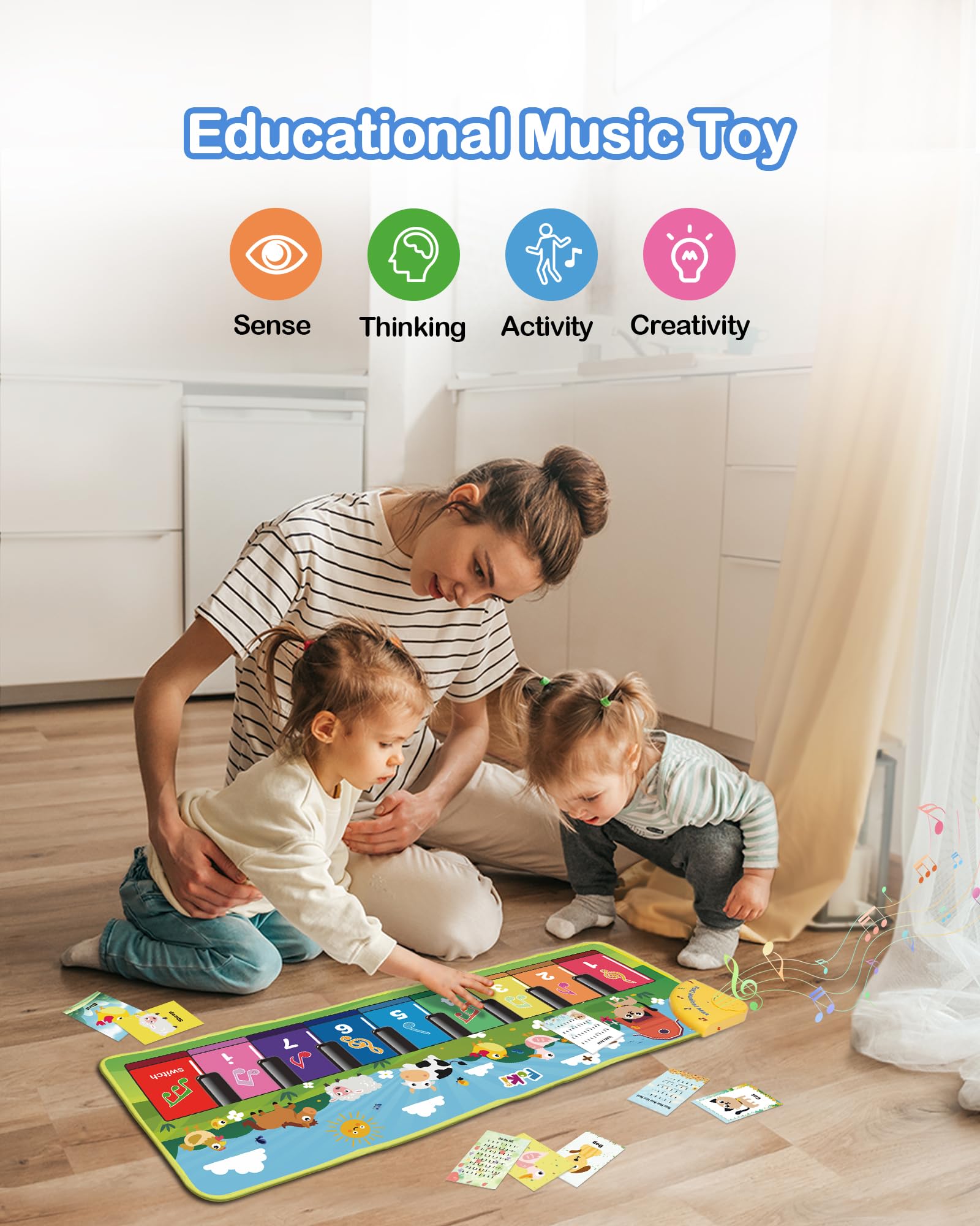 Foki Floor Piano Mat durable soft surface with anti-slip design for safety.