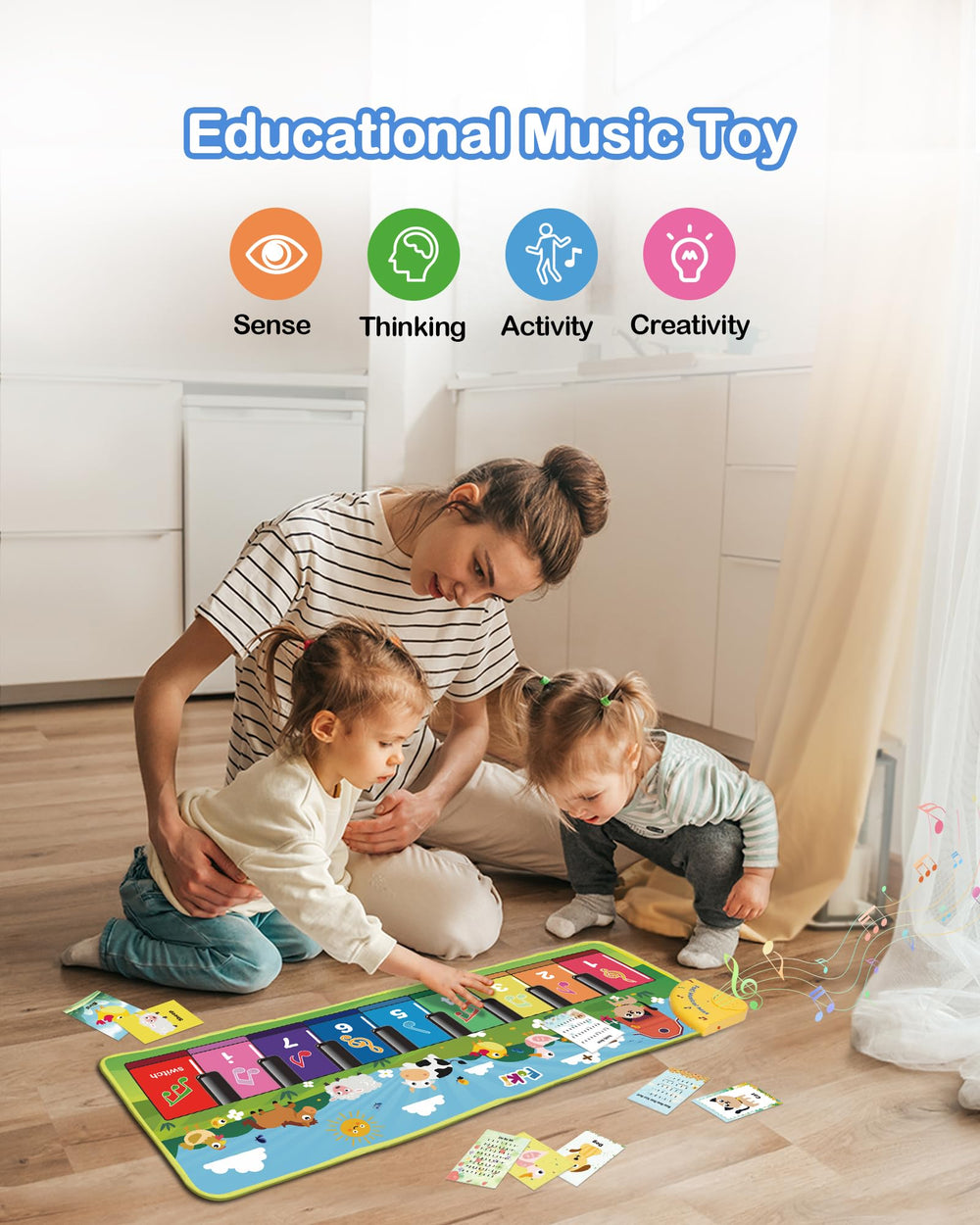 Foki Floor Piano Mat durable soft surface with anti-slip design for safety.