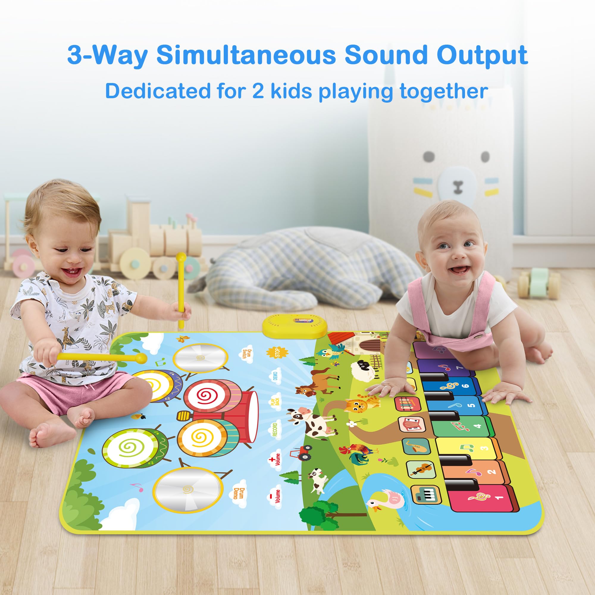 Foki Piano Mats two-kids-playing scene demonstrates cooperative musical exploration.