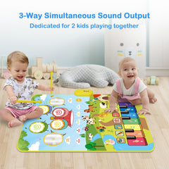 Foki Piano Mats two-kids-playing scene demonstrates cooperative musical exploration.