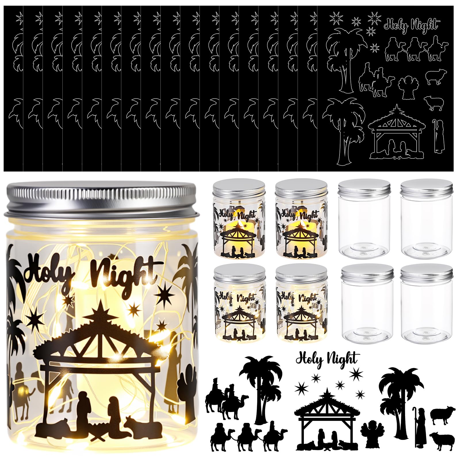 FoldTier nativity mason jar with Jesus in manger for home decoration