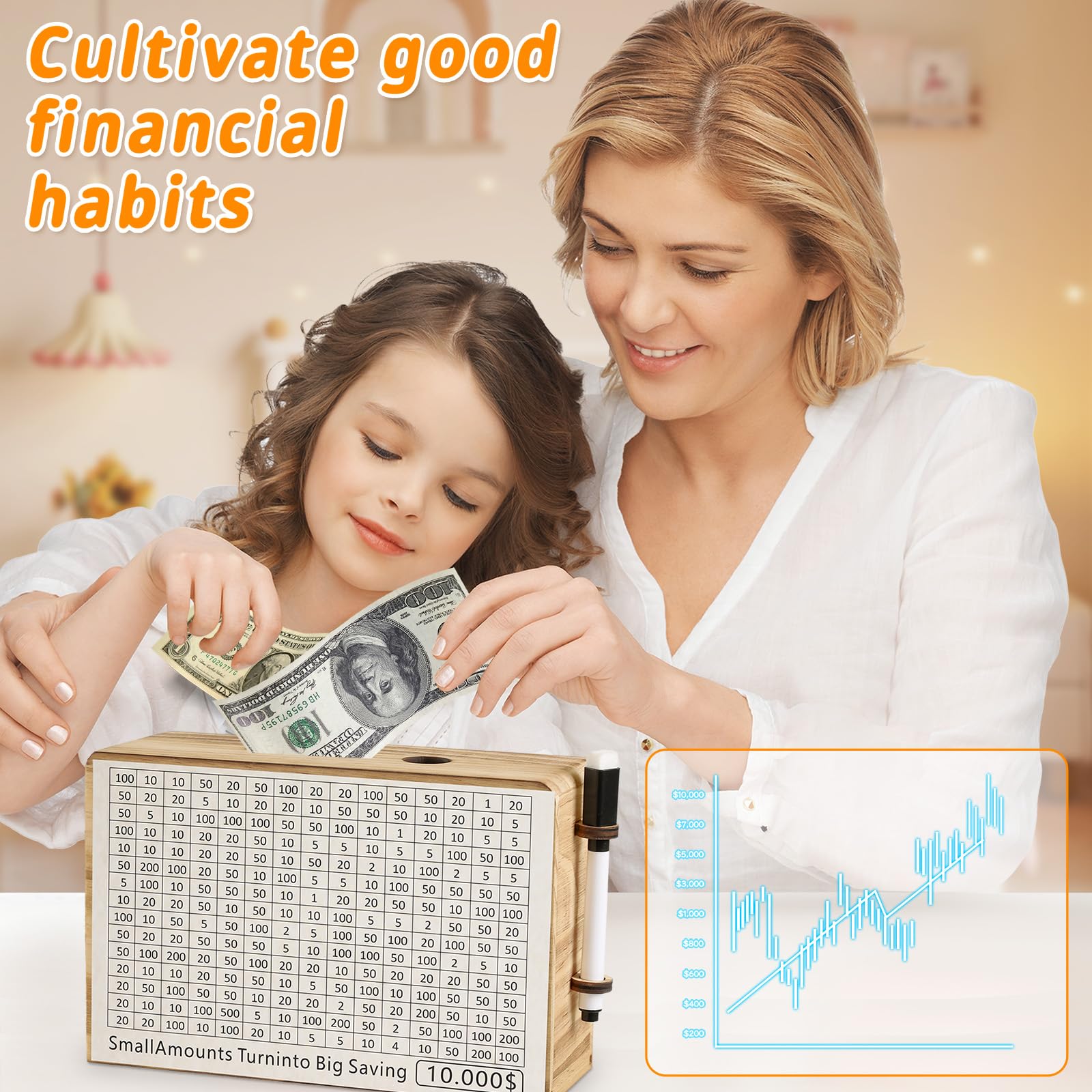 Folencer wooden money saving box is perfect for family learning and bonding