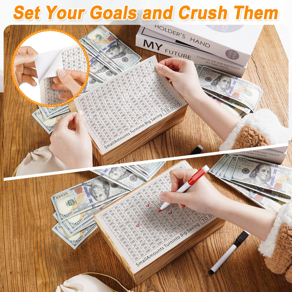 Folencer wooden money saving box magnetic closure allows easy access