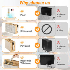 Folencer wooden money saving box storage pouch adds extra organization