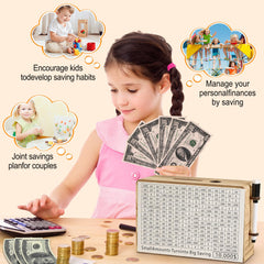 Folencer wooden money saving box sturdy wood design blends with home decor