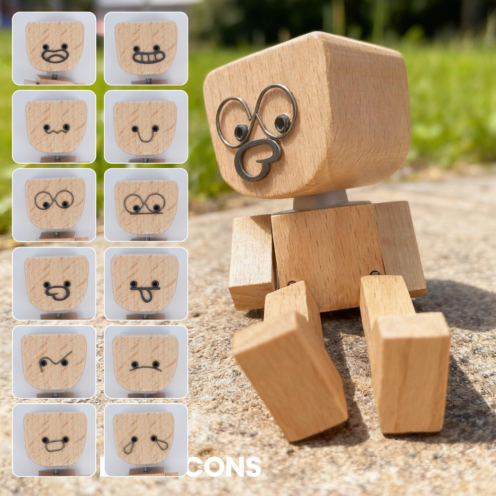 Foleto wooden figure with 12 magnetic expressions for mood matching