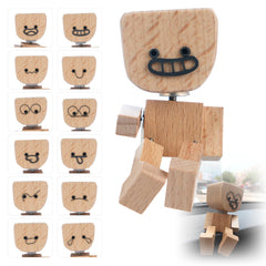 Foleto shaking feet wooden doll on car dashboard with natural finish for calm driving vibes