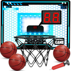 Folimix mini basketball hoop indoor with LED scoreboard enhances kids' play at home.