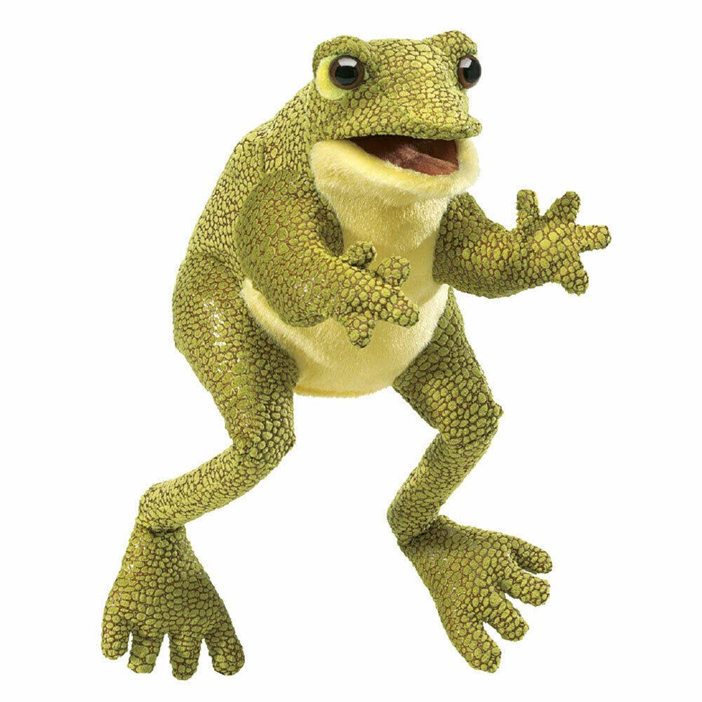 Folkmanis Funny Frog Puppet front view for classroom storytelling adventures