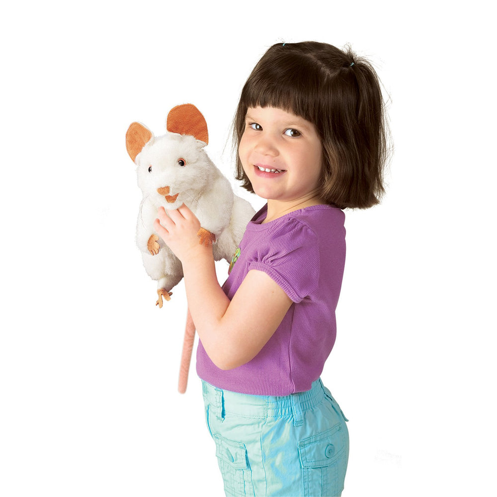Folkmanis Mouse Hand Puppet White ears detail enhances character