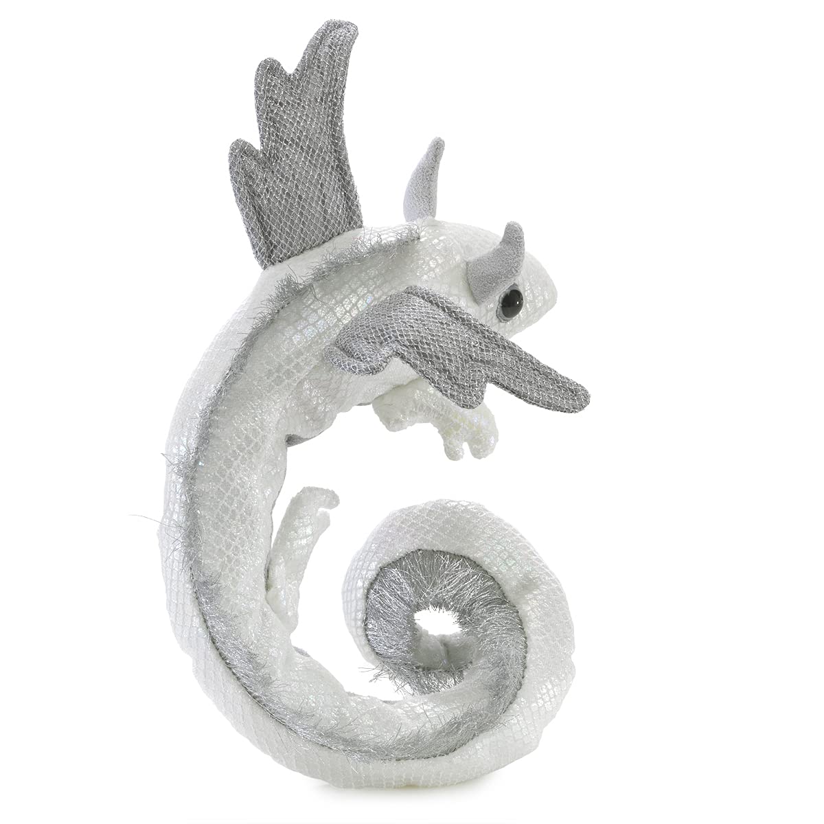 Folkmanis Pearl Dragon Wristlet Puppet in performance highlights lifelike details that captivate audiences