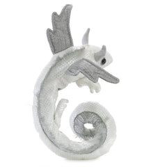 Folkmanis Pearl Dragon Wristlet Puppet in performance highlights lifelike details that captivate audiences