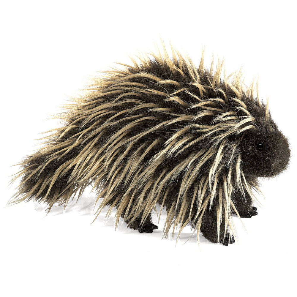 Folkmanis Porcupine Hand Puppet front view for storytelling and puppetry.