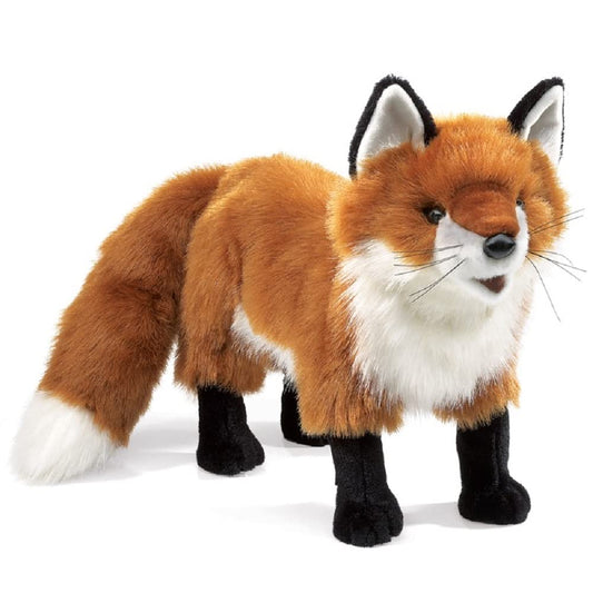 Folkmanis Red Fox hand puppet in standing pose for engaging storytelling