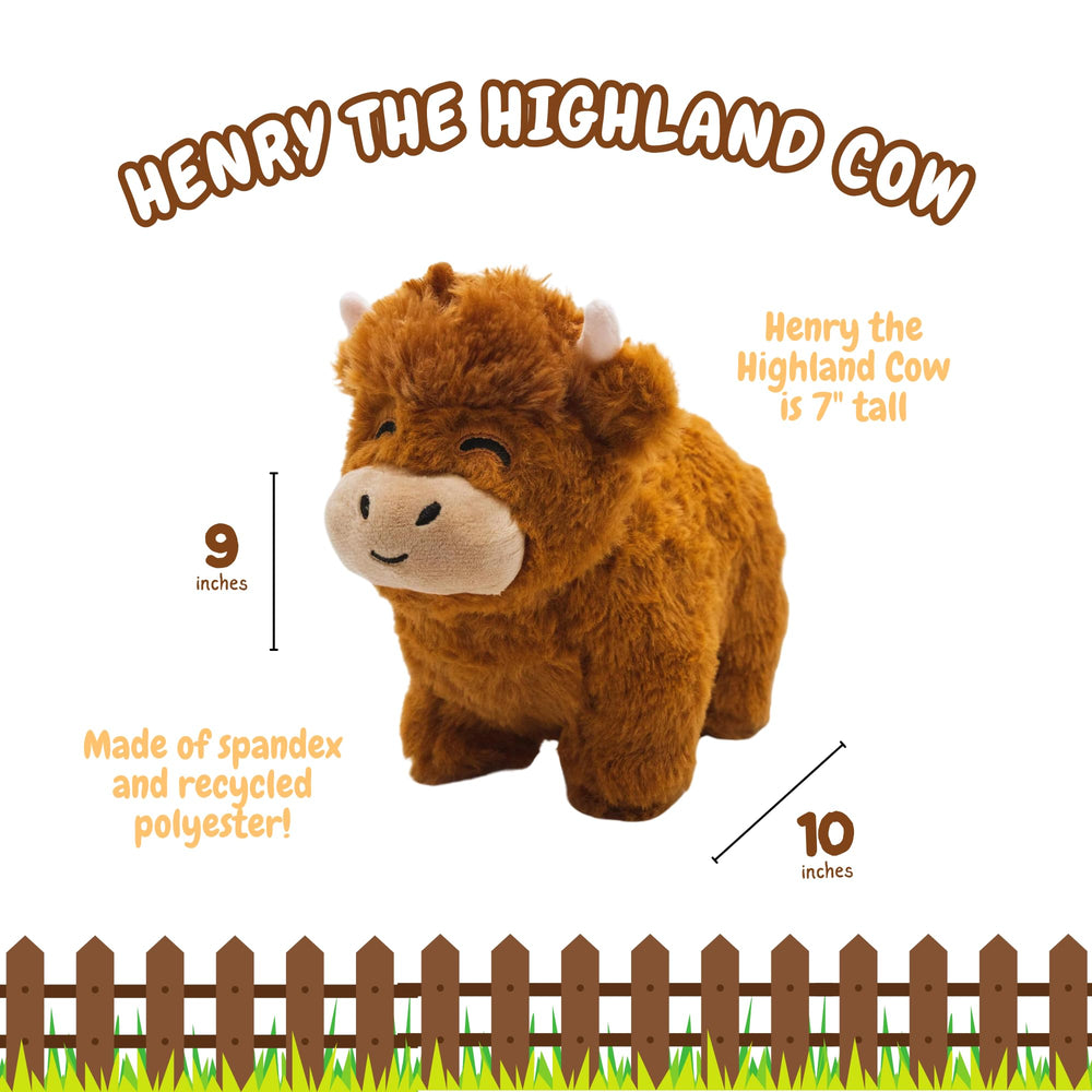 Follow Your Legend Henry the Highland Cow Plushie holding pose, child-friendly hug buddy