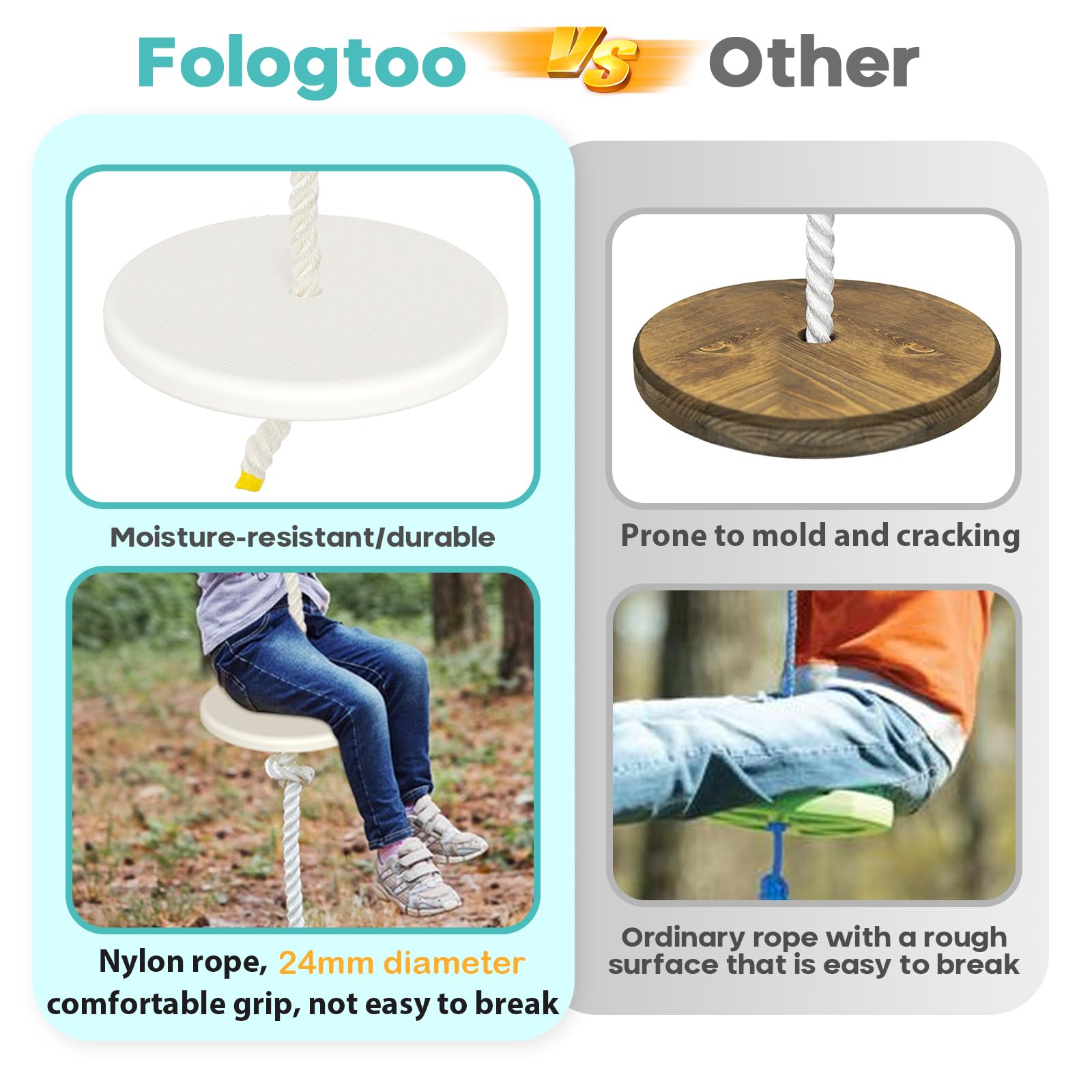 Fologtoo zipline seat supports riders up to 350 lbs for versatile use.
