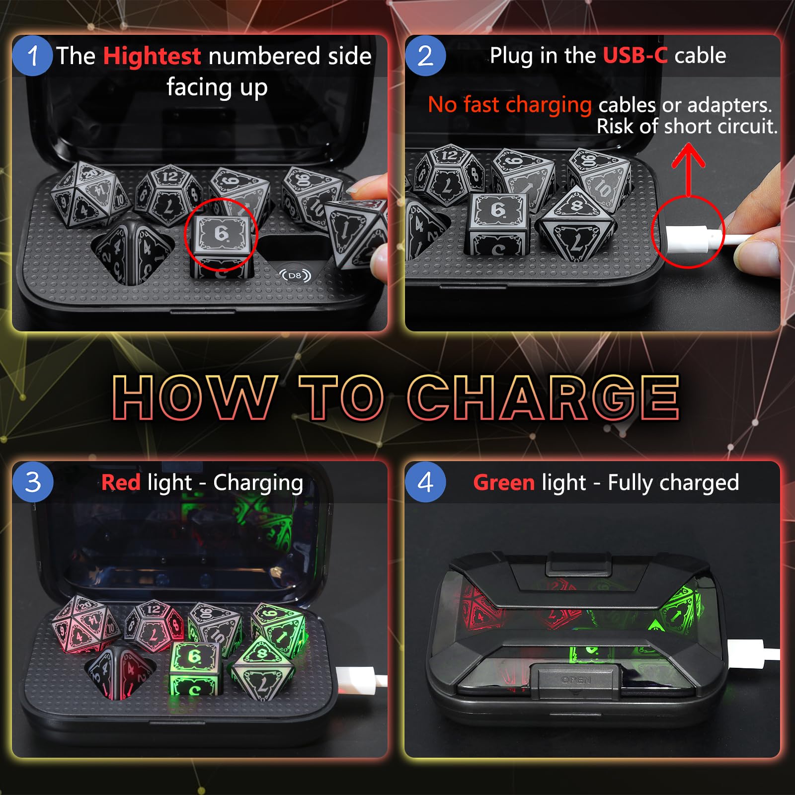 FONVGOGO LED dice illuminate on roll for easy visibility on dark tables