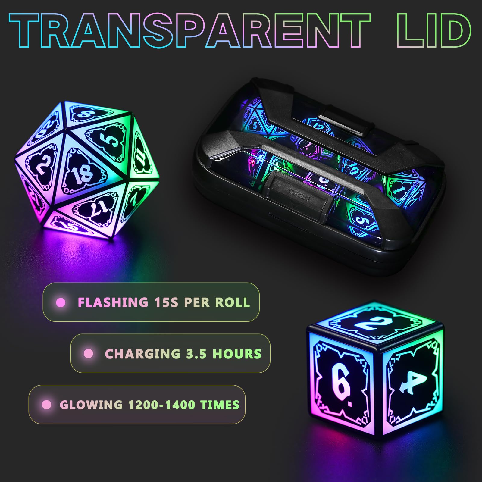 FONVGOGO gift-ready D&D dice set in a stylish box.