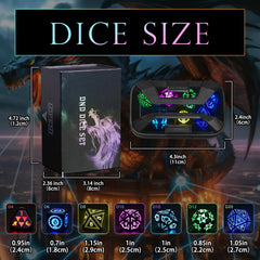 Roll moment with FONVGOGO LED DND dice flashing colors on impact