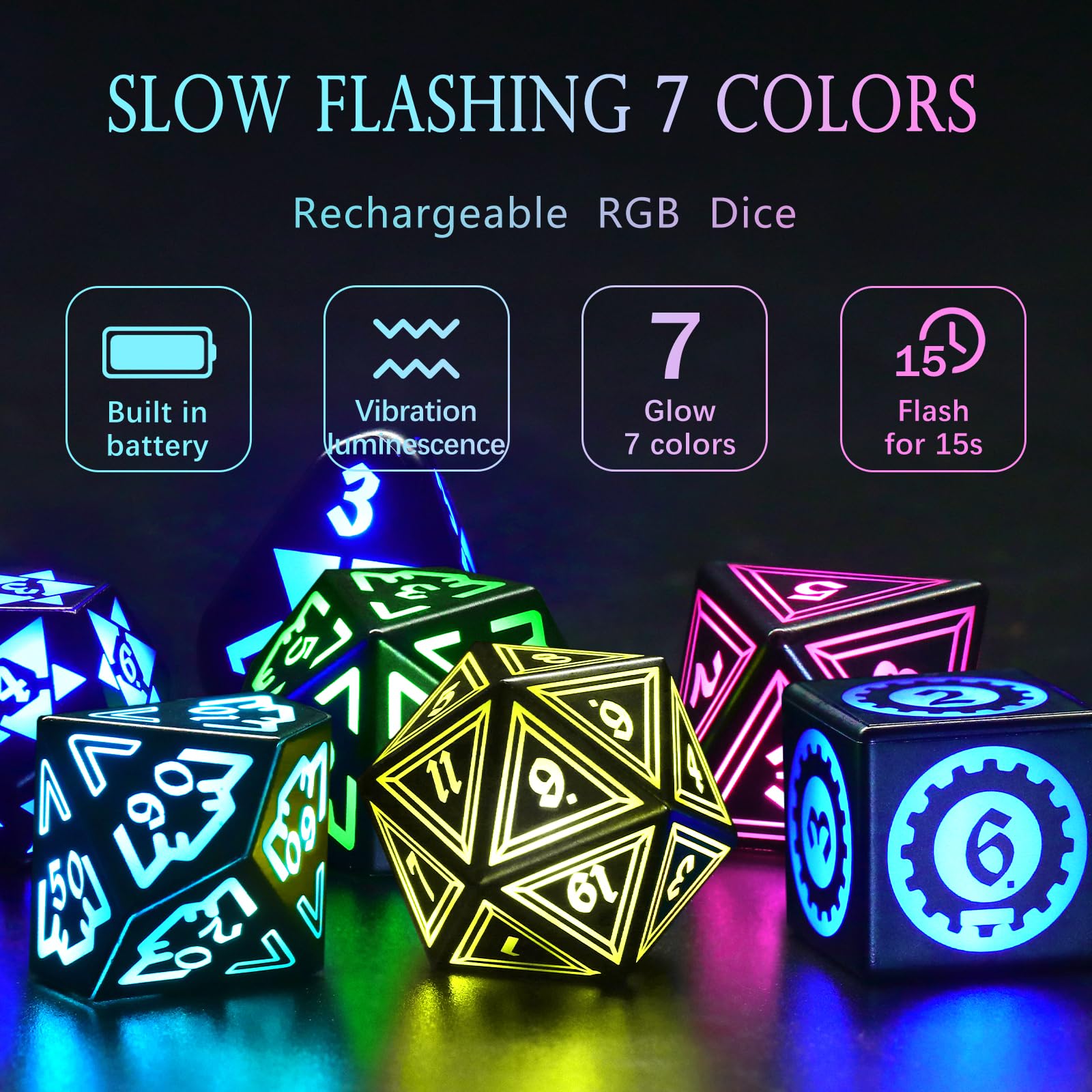 Translucent charging box with FONVGOGO LED DND dice charging inside