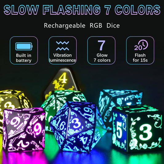 FONVGOGO Rose RGB LED dice on charging base with visible charge status