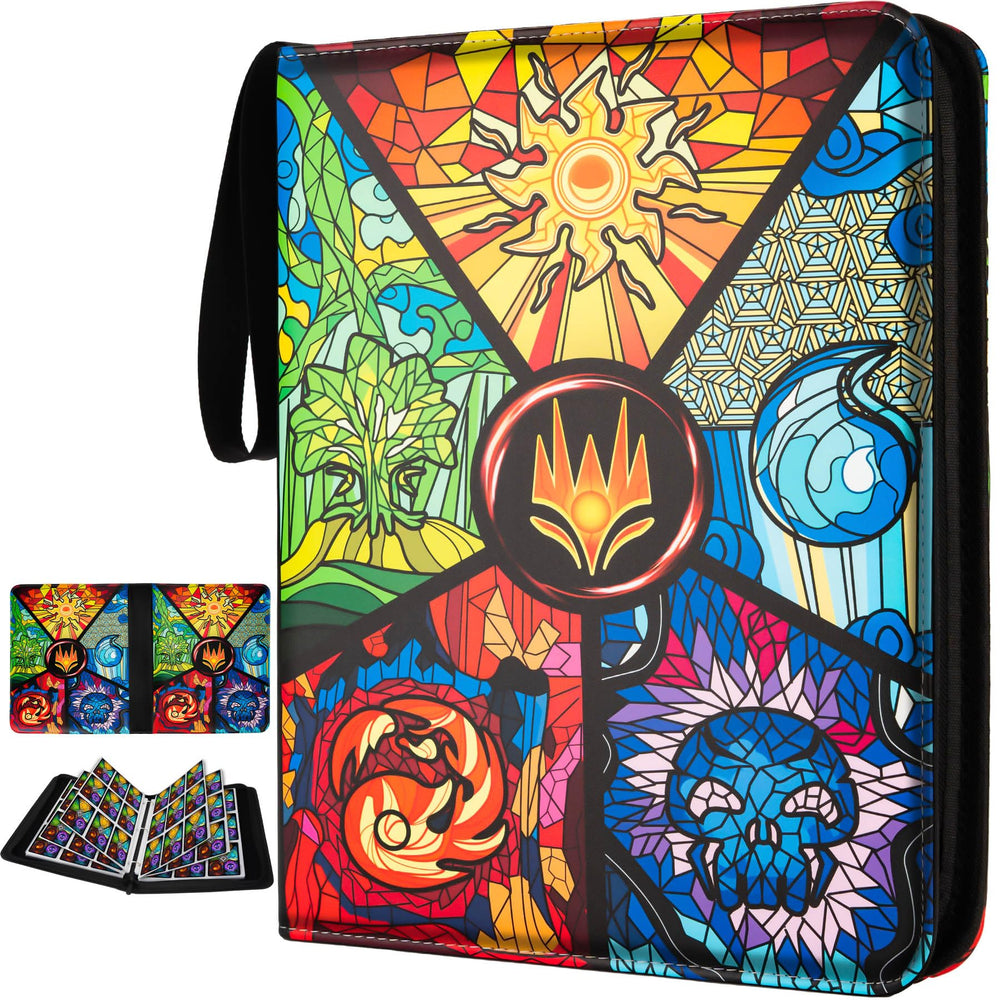 Fonwill 9-pocket binder for MTG/YGO cards, holding up to 900 securely.