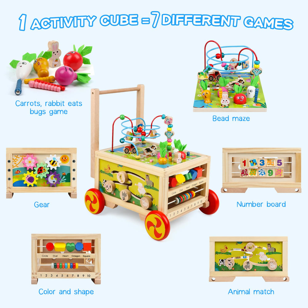 FOPNETS activity cube bead maze supports hand-eye coordination during play.