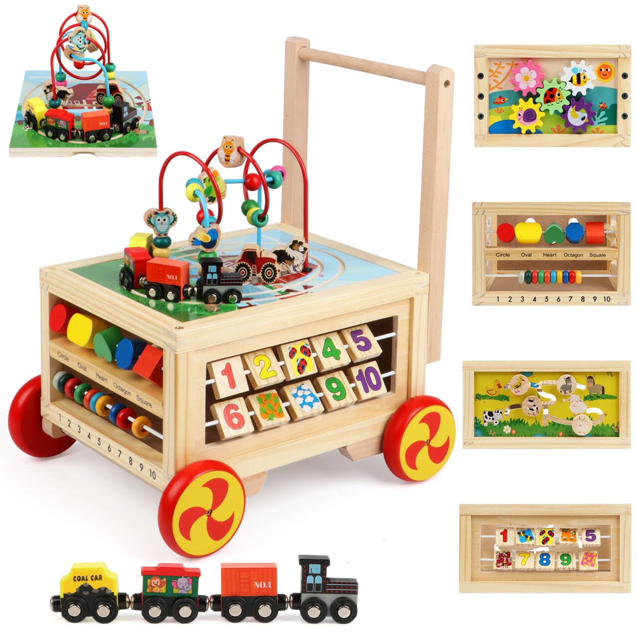 FOPNETS wooden activity cube bead maze enhances fine motor skills and focus