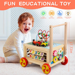 FOPNETS wooden activity cube magnetic train track introduces magnetic play