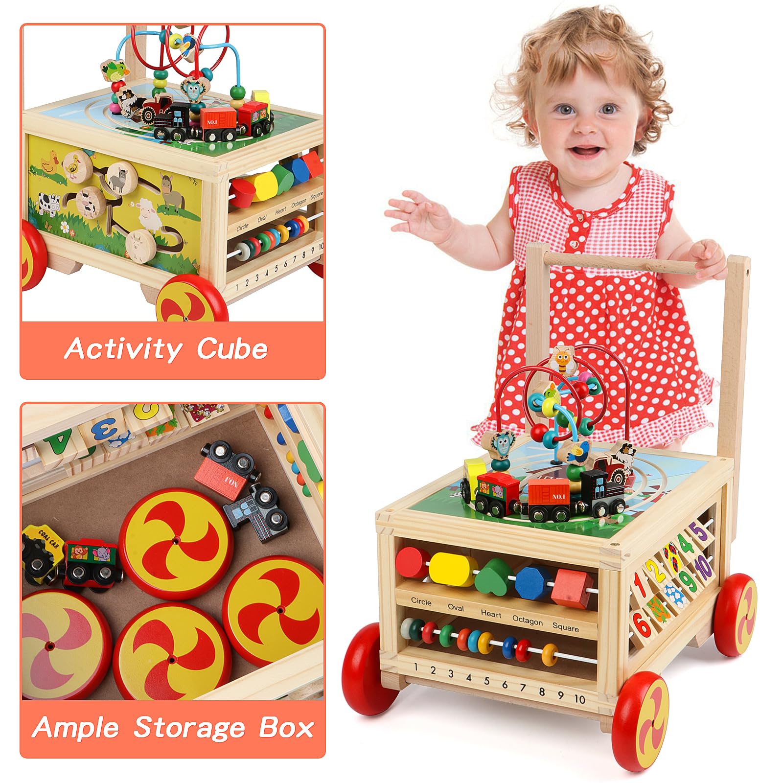 FOPNETS wooden activity cube number board teaches counting basics