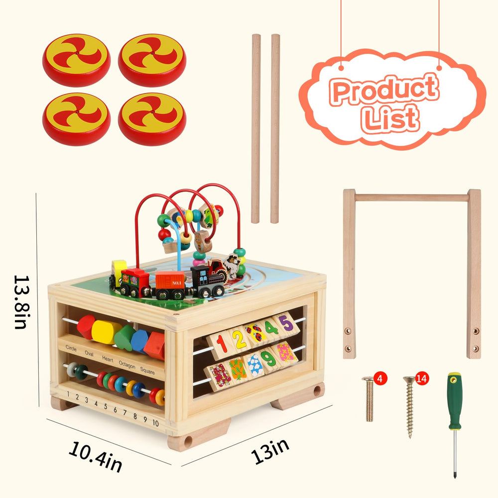 FOPNETS wooden activity cube push-pull storage box for tidy play