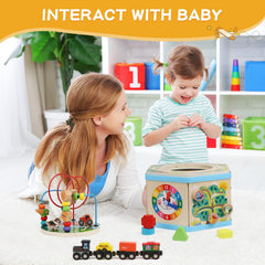FOPNETS magnetic train on the cube encourages hand-eye coordination.