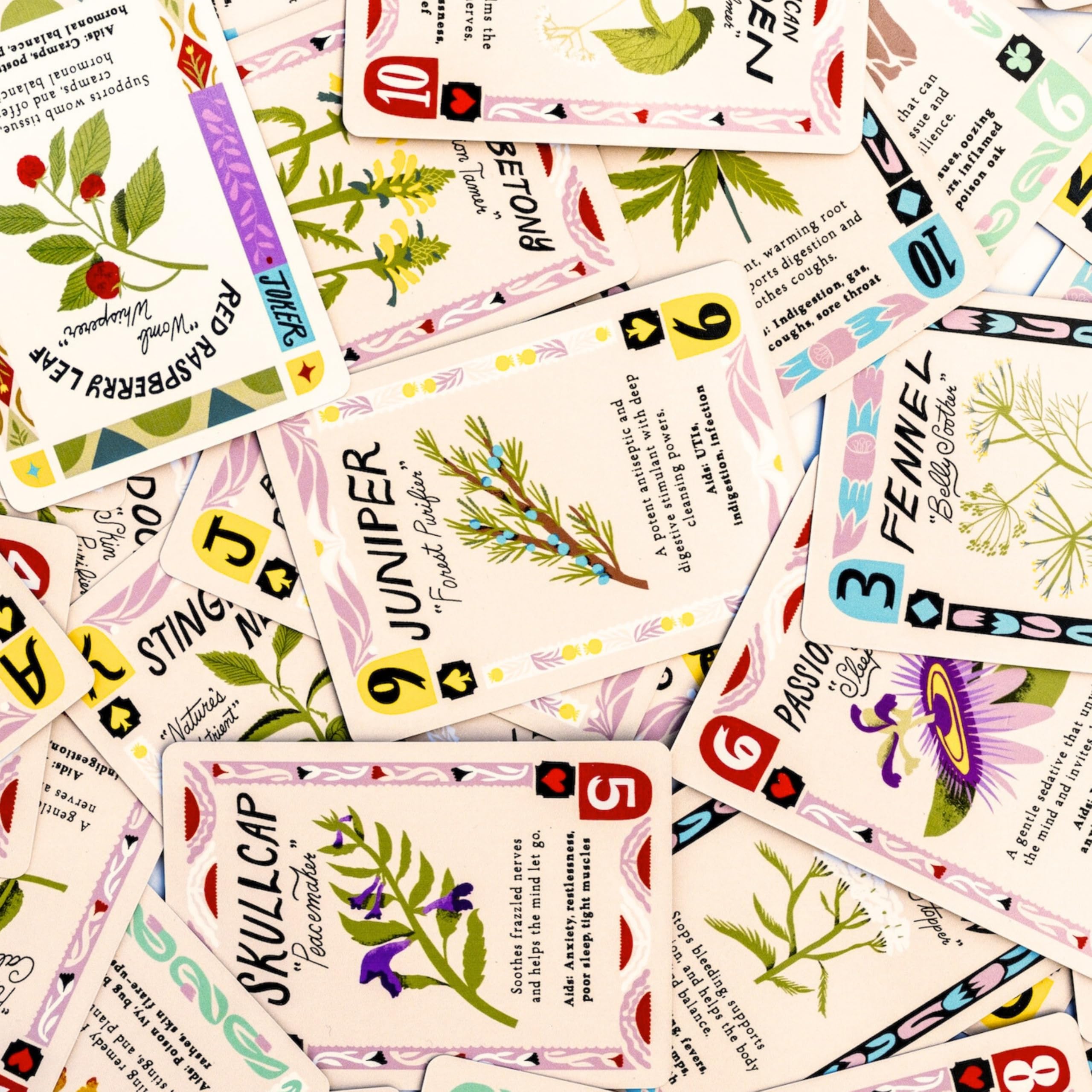 Forage Folk deck features premium matte laminate for smooth shuffles and lasting color